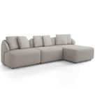 Sofá 4 Lugares com Chaise Direito Sala Living 288cm Arlo F04 Linho Cru Lyam Decor