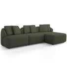 Sofá 4 Lugares com Chaise Direito Sala Living 288cm Arlo F04 Linho Verde Lyam Decor