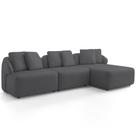 Sofá 4 Lugares com Chaise Direito Sala Living 288cm Arlo F04 Veludo Grafite Lyam Decor