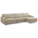 Sofá 4 Lugares com Chaise Direito Sala Living 316cm Logus L06 Couro Bege Areia - Lyam Decor Sofá 4 Lugares com Chaise Direito Sala Living 316cm Logus L06 Couro Bege Areia - Lyam Decor