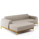 Sofá 4 Lugares com Chaise Esquerdo Para Sala de Estar Molino 255cm D02 Linho Bege C-107 - Lyam Decor