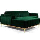 Sofá 4 Lugares com Chaise Esquerdo Para Sala Molino 255cm D02 Veludo Verde Musgo B-303 - Lyam Decor