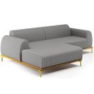 Sofá 4 Lugares com Chaise Esquerdo Sala Estar Molino 255cm D02 Linho Cinza C-416 - Lyam Decor Sofá 4 Lugares com Chaise Esquerdo Sala Estar Molino 255cm D02 Linho Cinza C-416 - Lyam Decor