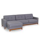 Sofá 4 Lugares com Chaise Herval Safira Linho Cinza, 300 cm