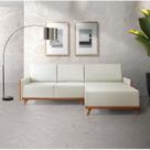 Sofá 4 Lugares com Chaise Lado Direito 258cm material sintético Geribá Bege/Paçoca