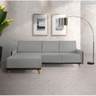 Sofá 4 Lugares com Chaise Lado Esquerdo 258cm em material sintético Geribá Cinza/Preto