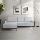Sofá 4 Lugares com Chaise Lado Esquerdo 258cm material sintético Geribá Cinza Claro/Preto