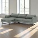 Sofá 4 Lugares com Chaise Lado Esquerdo e Revestimento em material sintético Cinza Médio