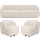 Sofá 4 Lugares Curvo Orgânico com 02 Poltronas Para Sala Living 280cm Barolo L06 Linho Mescla - Lyam Decor