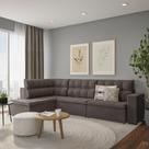 Sofá 4 Lugares Decatur com Chaise Direito Veludo Cinza