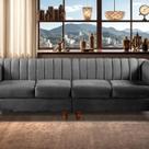 Sofá 4 Lugares Decoração Retrô Clássico Realeza Chesterfield Cinza