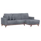 Sofá 4 Lugares Kadok com Chaise Direito Veludo Cinza