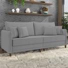 Sofá 4 Lugares Living 252cm Pé Madeira Zoe Linho Cinza Escuro Z08 - Mpozenato