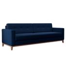 Sofá 4 Lugares Living Base de Madeira Linho Cotton Azul Marinho