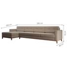 Sofá 4 Lugares Living com Chaise Esquerdo Pés e Base em Madeira Linho Cotton Bege