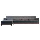 Sofá 4 Lugares Living com Chaise Esquerdo Pés e Base em Madeira Linho Cotton Cinza