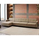 Sofá 4 Lugares Living com Chaise Pé Palito Linho Cotton Bege