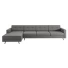 Sofá 4 Lugares Living com Chaise Pé Palito Linho Cotton Cinza