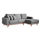 Sofá 4 Lugares Lombok com Chaise Veludo Cinza