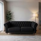 Sofá 4 Lugares Maggiore 260cm Couro Preto G58 Gran Belo