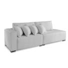 Sofá 4 Lugares Modulado Chaise Almofada Solta Molas Isa BD Linho Cinza Claro 2,5m