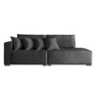 Sofá 4 Lugares Modulado Chaise Almofada Solta Molas Isa BD Linho Preto 2,7m