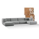 Sofá 4 lugares Modular com 2 Apoios Puff Sofá na Caixa em Boucle com 6 Módulos 3,44m