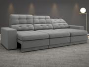 Sofá 4 Lugares Net Jobim Assento Retrátil e Reclinável Grafite 2,30m (L)