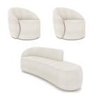 Sofá 4 Lugares Orgânico 220cm Morgan E 2 Poltronas Lua Bouclê Off White D03 - D'rossi