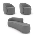 Sofá 4 Lugares Orgânico 220cm Morgan E 2 Poltronas Lua Suede Grafite D03 - D'rossi Sofá 4 Lugares Orgânico 220cm Morgan E 2 Poltronas Lua Suede Grafite D03 - D'rossi