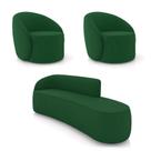 Sofá 4 Lugares Orgânico 220cm Morgan E 2 Poltronas Lua Suede Verde D03 - D'rossi