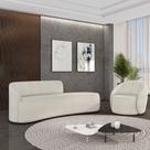 Sofá 4 Lugares Orgânico 220cm Morgan e Poltrona Lua Bouclê Off White D03 - D'Rossi