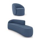 Sofá 4 Lugares Orgânico 220cm Morgan E Poltrona Lua Suede Azul M D03 - D'rossi Sofá 4 Lugares Orgânico 220cm Morgan E Poltrona Lua Suede Azul M D03 - D'rossi