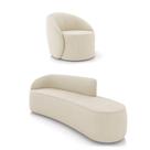 Sofá 4 Lugares Orgânico 220cm Morgan E Poltrona Lua Suede Bege D03 - D'rossi