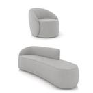 Sofá 4 Lugares Orgânico 220cm Morgan E Poltrona Lua Suede Cinza D03 - D'rossi Sofá 4 Lugares Orgânico 220cm Morgan E Poltrona Lua Suede Cinza D03 - D'rossi