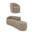 Sofá 4 Lugares Orgânico 220cm Morgan E Poltrona Lua Suede Marrom Rato D03 - D'rossi Sofá 4 Lugares Orgânico 220cm Morgan E Poltrona Lua Suede Marrom Rato D03 - D'rossi
