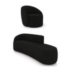 Sofá 4 Lugares Orgânico 220cm Morgan E Poltrona Lua Suede Preto D03 - D'rossi