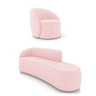 Sofá 4 Lugares Orgânico 220cm Morgan E Poltrona Lua Suede Rosa Bebê D03 - D'rossi