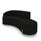Sofá 4 Lugares Orgânico 220cm Pé Dourado Morgan Suede Preto D03 - D'rossi