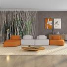 Sofá 4 Lugares Orgânico Com Chaise E 3 Módulos Berlim Bouclê Caramelo-cinza Claro K01 - D'rossi Sofá 4 Lugares Orgânico Com Chaise E 3 Módulos Berlim Bouclê Caramelo-cinza Claro K01 - D'rossi