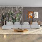 Sofá 4 Lugares Orgânico Com Chaise E 3 Módulos Berlim Bouclê Cz K01 - D'rossi Cinza Claro