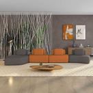 Sofá 4 Lugares Orgânico Com Chaise E 3 Módulos Berlim Bouclê Gf K01 - D'rossi Grafite-caramelo