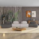 Sofá 4 Lugares Orgânico Com Chaise E 3 Módulos Berlim Bouclê Grafite-cinza Claro K01 - D'rossi