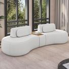 Sofá 4 Lugares Orgânico Para Sala Living Com Puff 302cm Vasti M03 Bouclê Cru - Lyam Decor