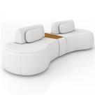 Sofá 4 Lugares Orgânico Para Sala Living Com Puff 342cm Vasti M03 Bouclê Cru - Lyam Decor Sofá 4 Lugares Orgânico Para Sala Living Com Puff 342cm Vasti M03 Bouclê Cru - Lyam Decor