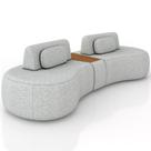 Sofá 4 Lugares Orgânico Para Sala Living Com Puff 342cm Vasti M03 Linho Cinza - Lyam Decor Sofá 4 Lugares Orgânico Para Sala Living Com Puff 342cm Vasti M03 Linho Cinza - Lyam Decor