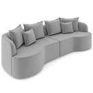 Sofá 4 Lugares Orgânico Sala De Estar Living 290cm Ekos K01 Veludo Cinza Claro - Lyam Decor