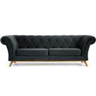 Sofá 4 Lugares Para Sala de Estar Império 260 cm D02 Veludo Cinza D-317 - Lyam Decor