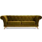 Sofá 4 Lugares Para Sala de Estar Império 300 cm D02 Veludo Mostarda D-260 - Lyam Decor