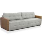 Sofá 4 Lugares Para Sala de Estar Living 270cm Belluno F04 Bouclê Cinza material sintético Caramelo - Lyam Decor